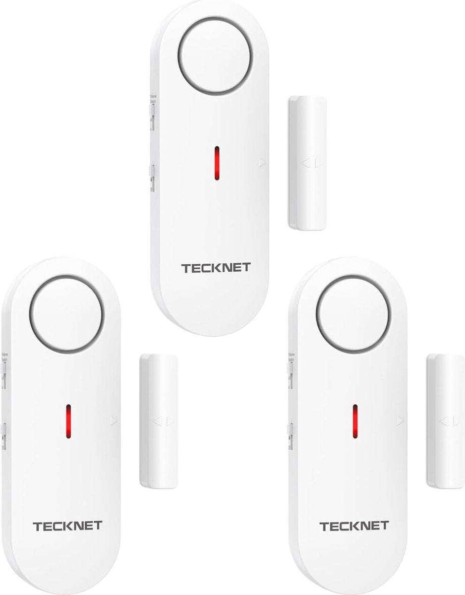 Tecknet DeurAlarm - Deur Sensor - Raam en Deur Alarm - Huis beveiliging - Magnetisch alarm - 100dB - 3 stuks