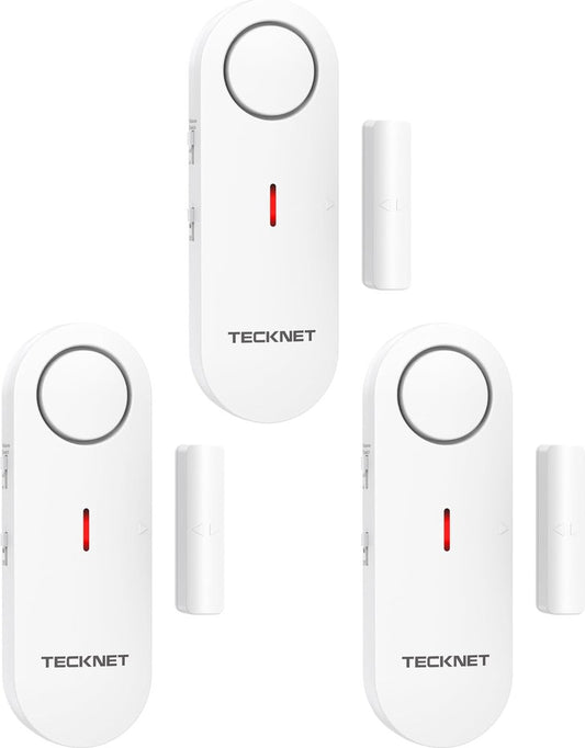 Tecknet DeurAlarm - Deur Sensor - Raam en Deur Alarm - Huis beveiliging - Magnetisch alarm - 100dB - 3 stuks