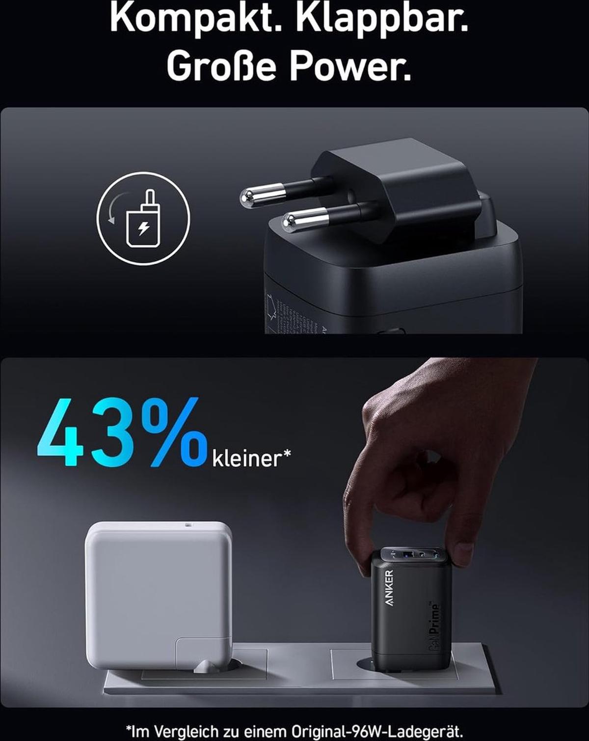 Anker-USB C-oplader-737 oplader GaNPrime 100W-PPS 3-poorts super snel compact-voeding voor MacBook Pro/Air, iPad Pro, Galaxy S22/S21, Dell XPS 13, Note 20/10+, iPhone 15/Pro, Pixel en meer