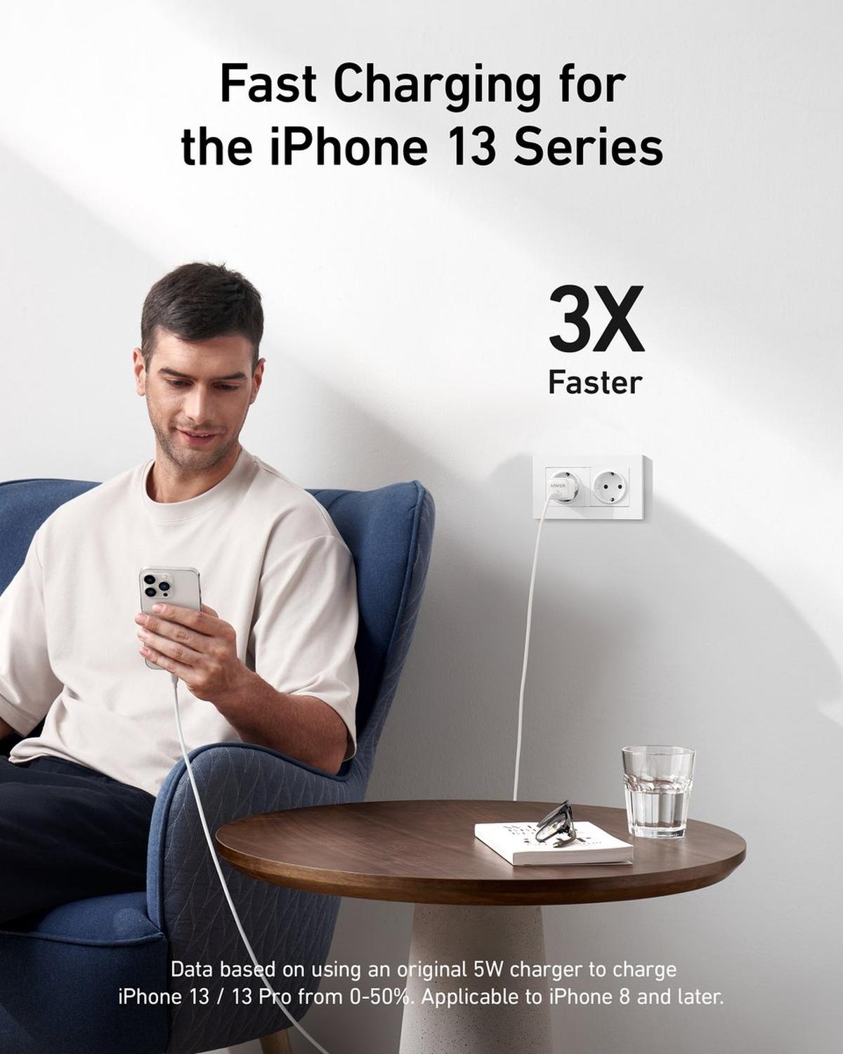 Anker 512 Nano Pro USB-C PIQ 3.0 sneloplader iphone - Fast Charger - Adapter 20W (Cable Not Included)