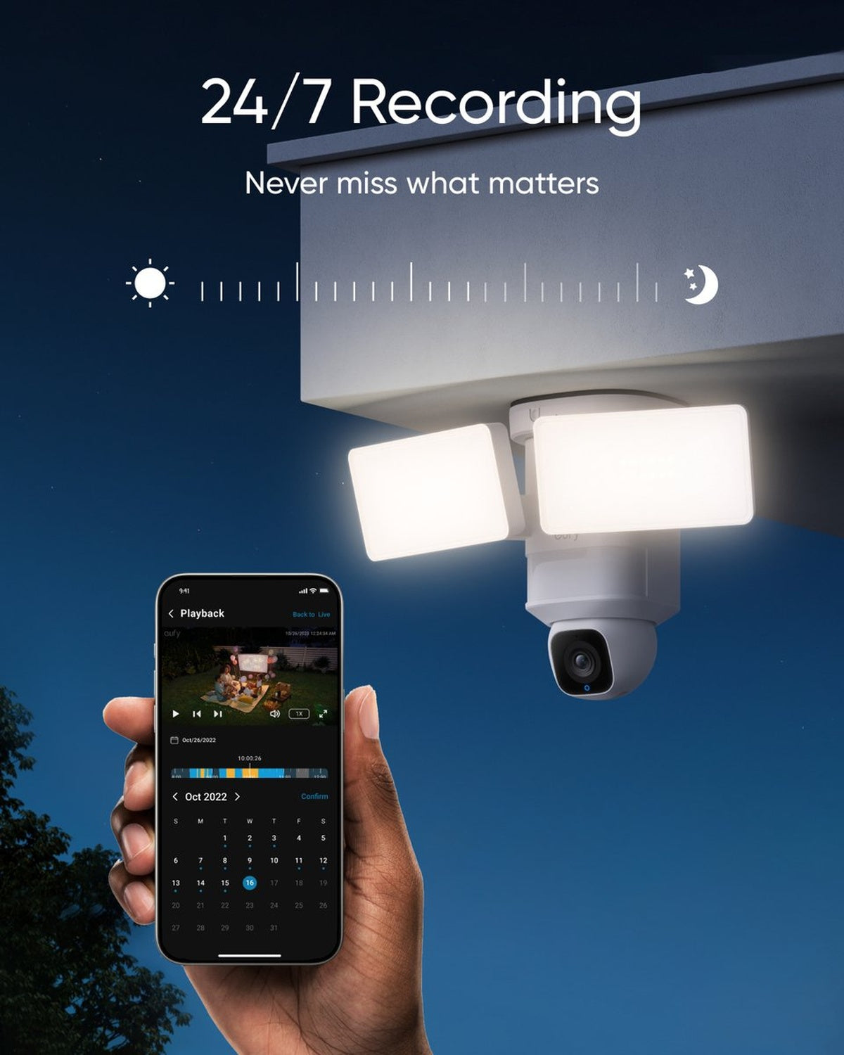 eufy Security E30 Floodlight Camera – 360° Pan & Tilt – 2K Video – AI Detectie en Tracering – 2000 Lumen – Aangepaste Stem- en Lichtwaarschuwingen – 24/7 Opname – Geen Maandelijkse Kosten – Wit