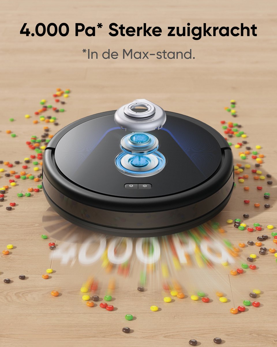 eufy Clean G50 Hybrid Robotstofzuiger met dweilfunctie - Robot Vacuum - 4.000 Pa Zuigkracht, Dynamische Navigatie, Pro-ontwarrende Kam, Rolborstel, Dweilpad voor lichte reiniging, Ideaal voor huisdierhaar, Harde vloeren en tapijt