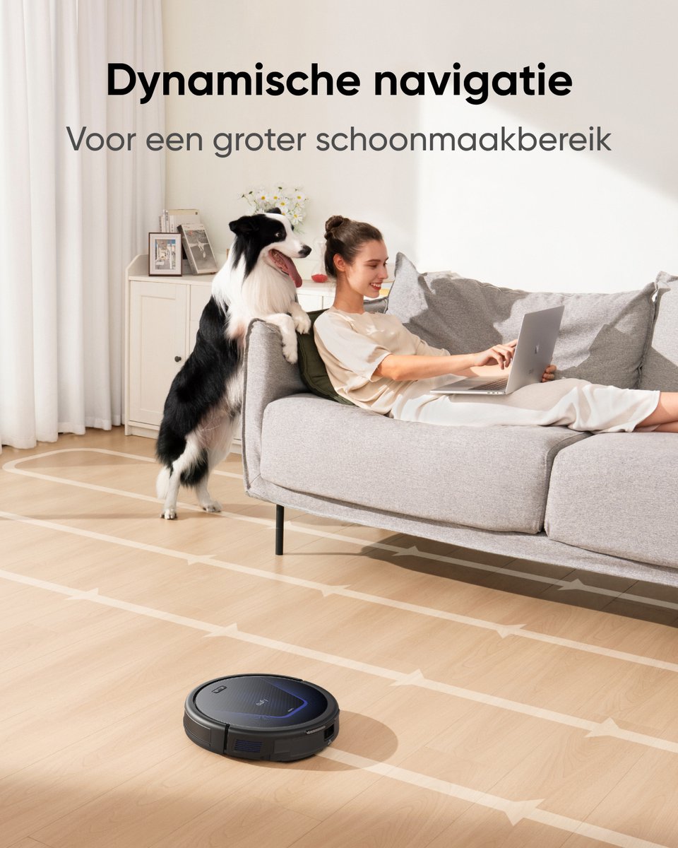 eufy Clean G50 Hybrid Robotstofzuiger met dweilfunctie - Robot Vacuum - 4.000 Pa Zuigkracht, Dynamische Navigatie, Pro-ontwarrende Kam, Rolborstel, Dweilpad voor lichte reiniging, Ideaal voor huisdierhaar, Harde vloeren en tapijt