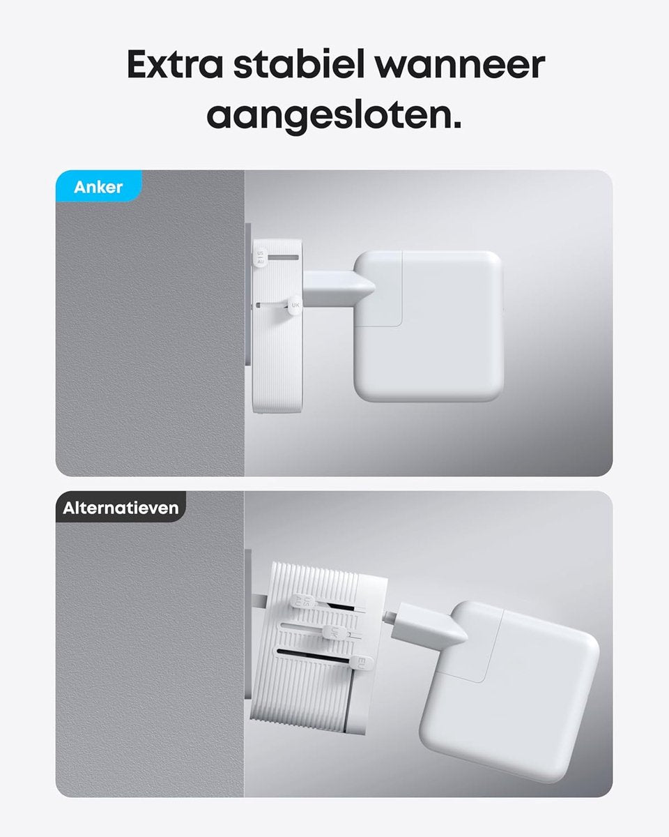Anker PowerCore 25K Powerbank 25.000mAh - 165W - 3x 100W USB-C Poorten - Zilver + Anker Nano reisadapter, USB-stekker 5-poorts stroomadapter met 1 AC, 2 USB-A en 2 USB-C poorten - Zilver
