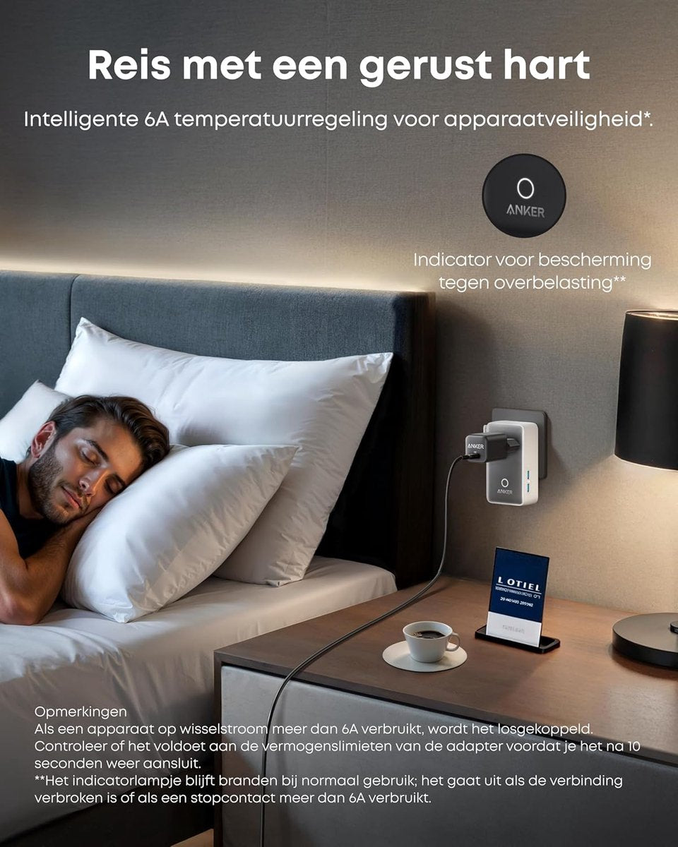 Anker PowerCore 25K Powerbank 25.000mAh - 165W - 3x 100W USB-C Poorten - Zilver + Anker Nano reisadapter, USB-stekker 5-poorts stroomadapter met 1 AC, 2 USB-A en 2 USB-C poorten - Zilver