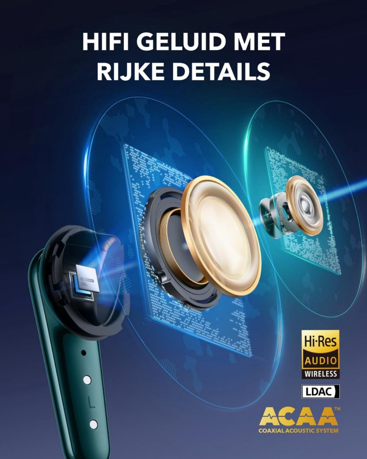 soundcore Liberty 4 Pro van Anker, draadloze oordopjes met iruisonderdrukking, 7 sensoren, realtime adaptieve ruisonderdrukking, 2x sneller opladen, hifi-muziek op studioniveau,6microfoons en Al - Groen