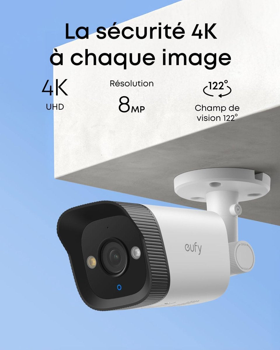 Klussen Inbraakbeveiliging Camerabewaking Beveiligingscamera's Eufy T8P00321 bewakingscamera Kogel (vorm) IP-beveiligingscamera Buiten 3840 x 2160 Pixels Plafond/muur