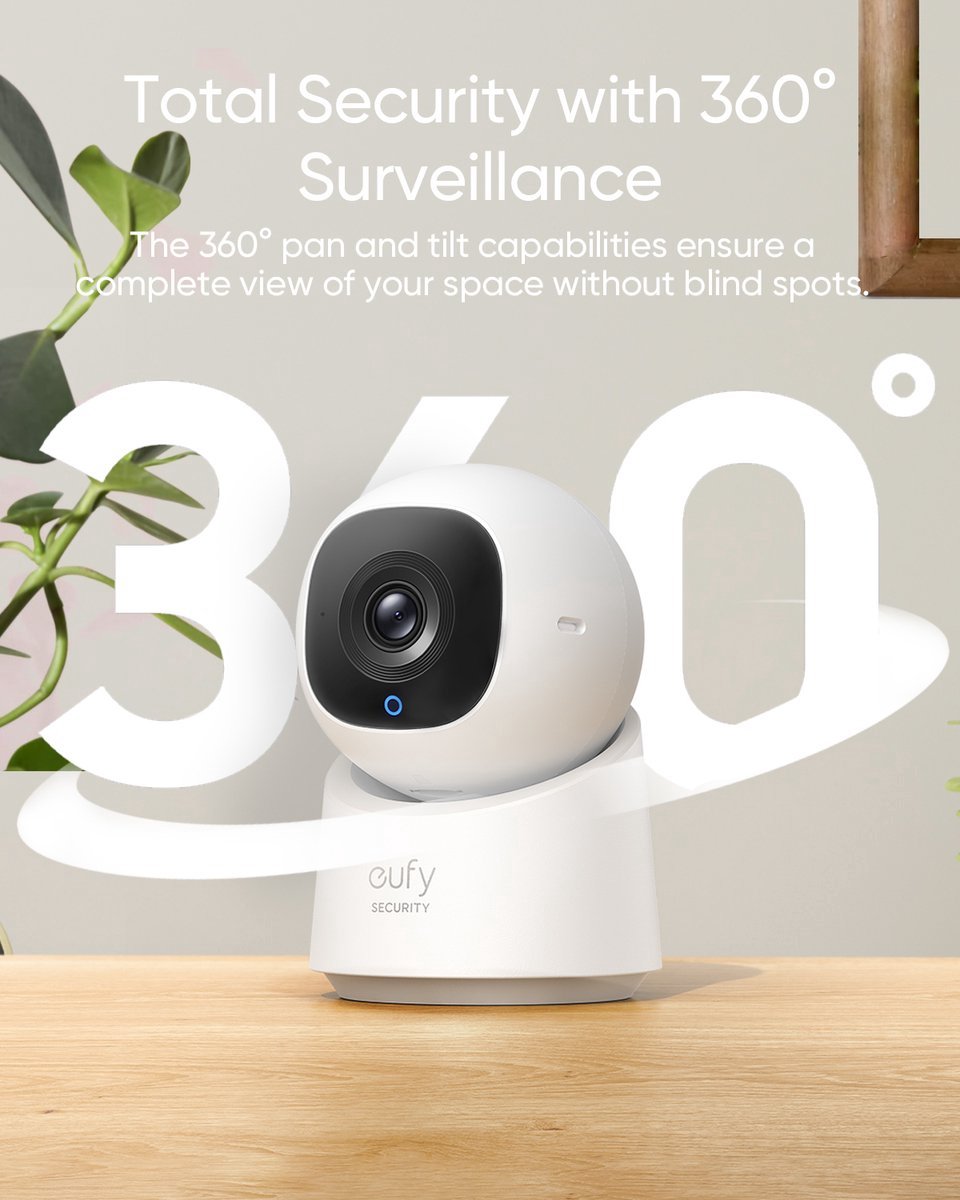 Eufy Pan & Tilt 2K Indoor + C220 met 2K resolutie en 360° PTZ Beveiligingscamera voor binnen