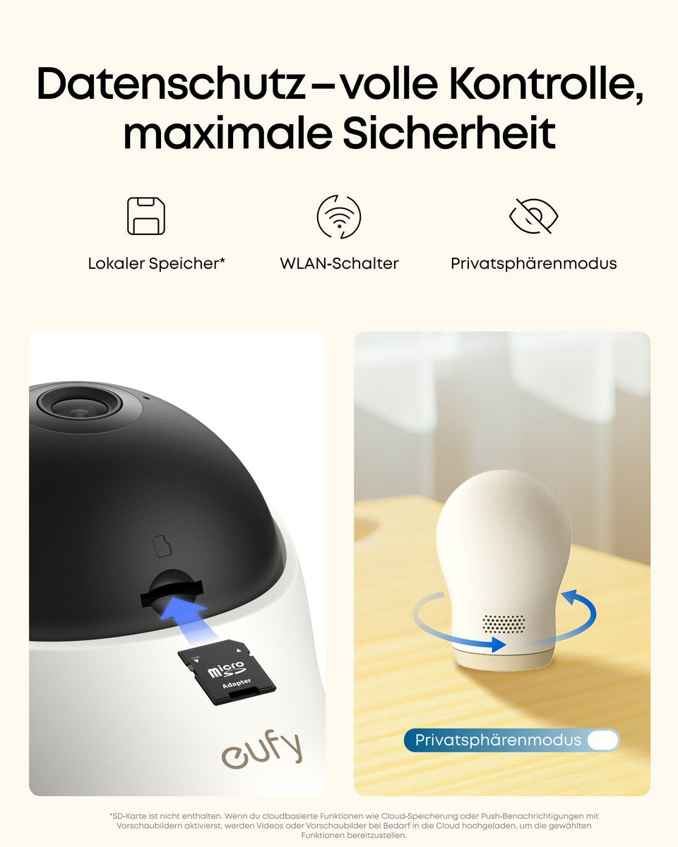 eufy Babyfoon C10 – 2K HD Camera – 4.5" Scherm – Pan & Tilt – Nachtzicht – Wi-Fi of Zonder Wi-Fi – 12 Uur Batterij – Beweging, Huilen & Geluid Detectie – Temperatuur Alarm – 2-weg Praten – VOX