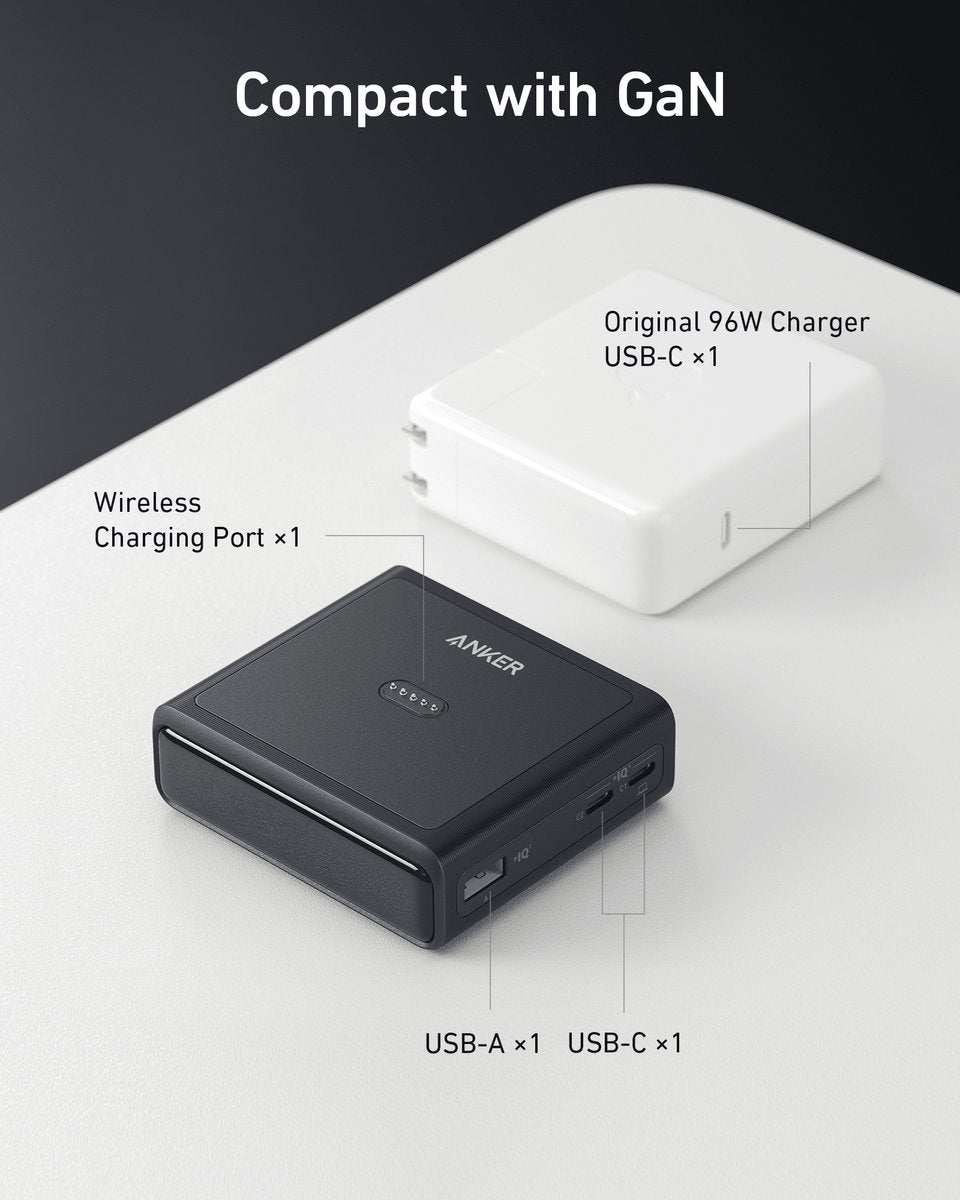 Anker-Charging Base-100W Fast Charging with 4 Ports-for Anker Prime Power Bank-Compatible with MacBook, iPhone 15/15 Plus/15 Pro/15 Pro Max/14 Series, Samsung, Pixel (Power Bank Not Included)