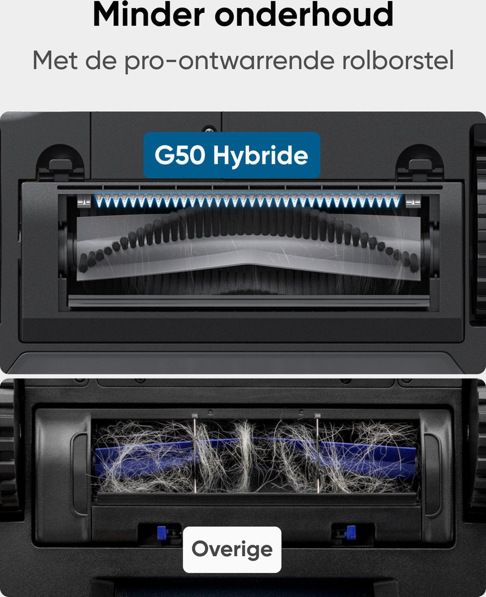 eufy Clean G50 Hybrid Robotstofzuiger met dweilfunctie - Robot Vacuum - 4.000 Pa Zuigkracht, Dynamische Navigatie, Pro-ontwarrende Kam, Rolborstel, Dweilpad voor lichte reiniging, Ideaal voor huisdierhaar, Harde vloeren en tapijt