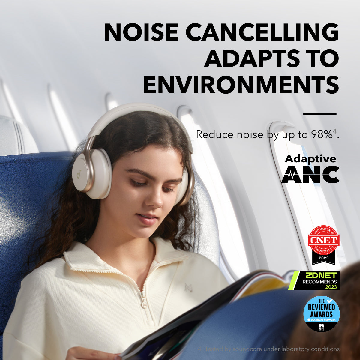 Space One | Active Noise Cancelling white Headphones