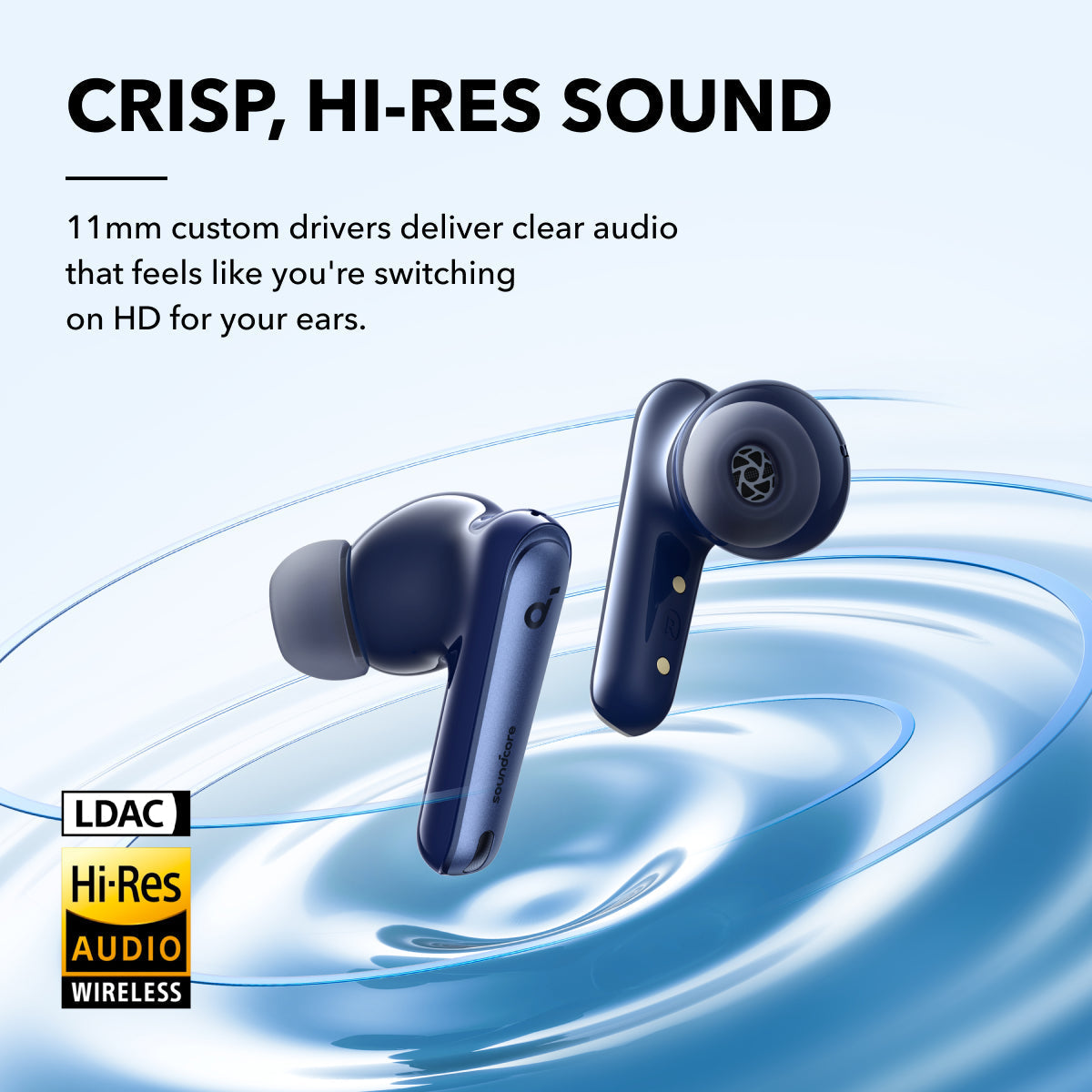 soundcore Liberty 4 NC - Wireless Noise Cancelling Earbuds (Donkerblauw) - 98.5% Noise Reduction - draadloze oordopjes - Adaptive Noise Cancelling to Ears and Environment - Hi-Res Sound - 50H Battery