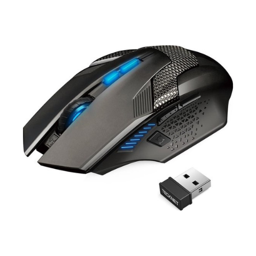 Ergonomische LED Illuminated Gaming Muis 2.4 GHz - Draadloos - Zwart - 6 Knoppen - Optische Muis, Instelbaar DPI (Tot 4000) - PC + MAC