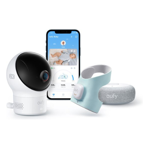 eufy Baby S340 - Smart Sock Babyfoon - 2.4 GHz Wi-Fi - Houd slaappatronen, dutjes, hartslag en bloedzuurstof bij - Voor kinderen van 0 tot 18 maanden.