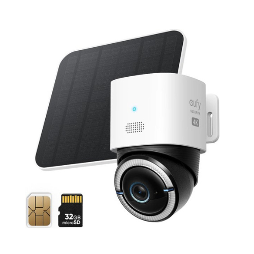 eufy 4G LTE S330 Camera - met WiFi - 4K Pan&Tilt - Volkomen draadloos met zonnepaneel - AI Tracking en 4G verbinding met simkaart