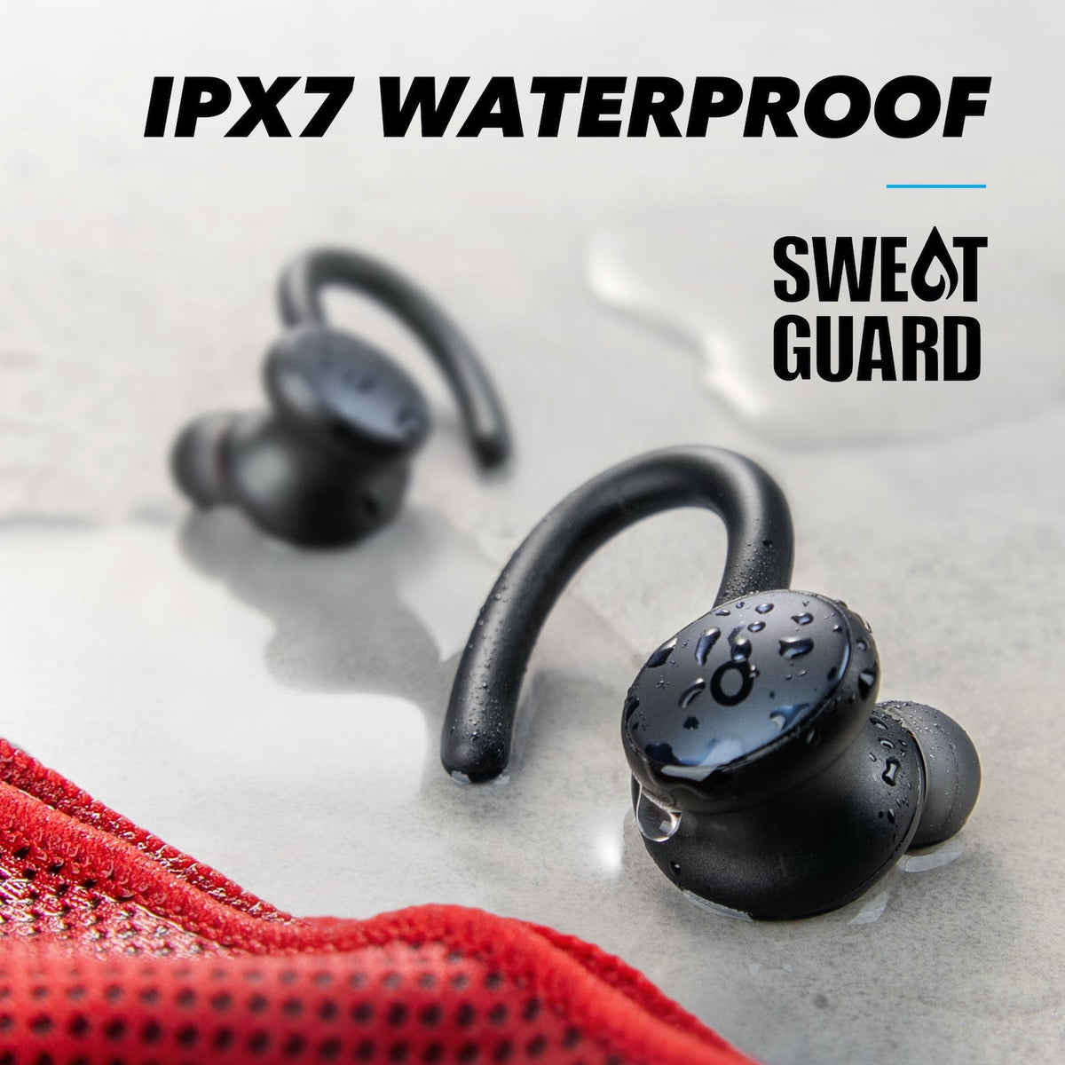 Soundcore by Anker, Soundcore Sport X10 draadloze Bluetooth 5.2 Workout - hoofdtelefoon, draaibare oorhaken, diepe bas, IPX7 waterdicht, zweetbestendig, 32 uur afspeeltijd, snel opladen, sportoordopjes, sportschool, hardlopen