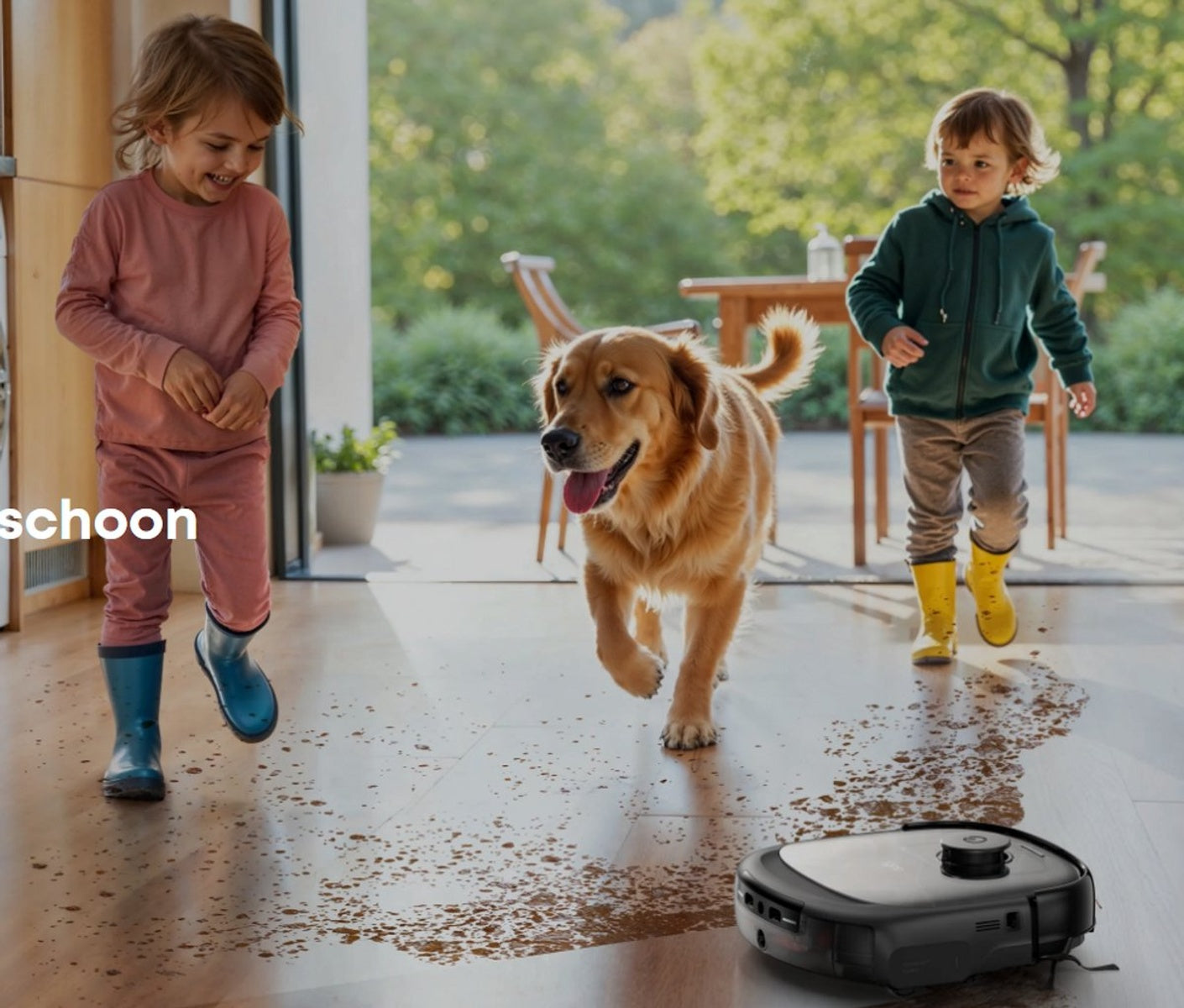 eufy Robotstofzuiger Omni E28, draagbare dieptereiniger, HydroJet systeem, 20.000 Pa zuigkracht, DuoSpiral ontklittende borstels, CornerRover arm, alles-in-één station